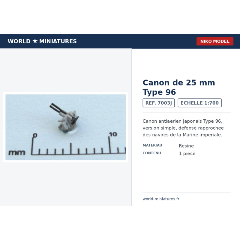 NikoModel 7003J – Canon de 25 mm Type 96 – 1/700
