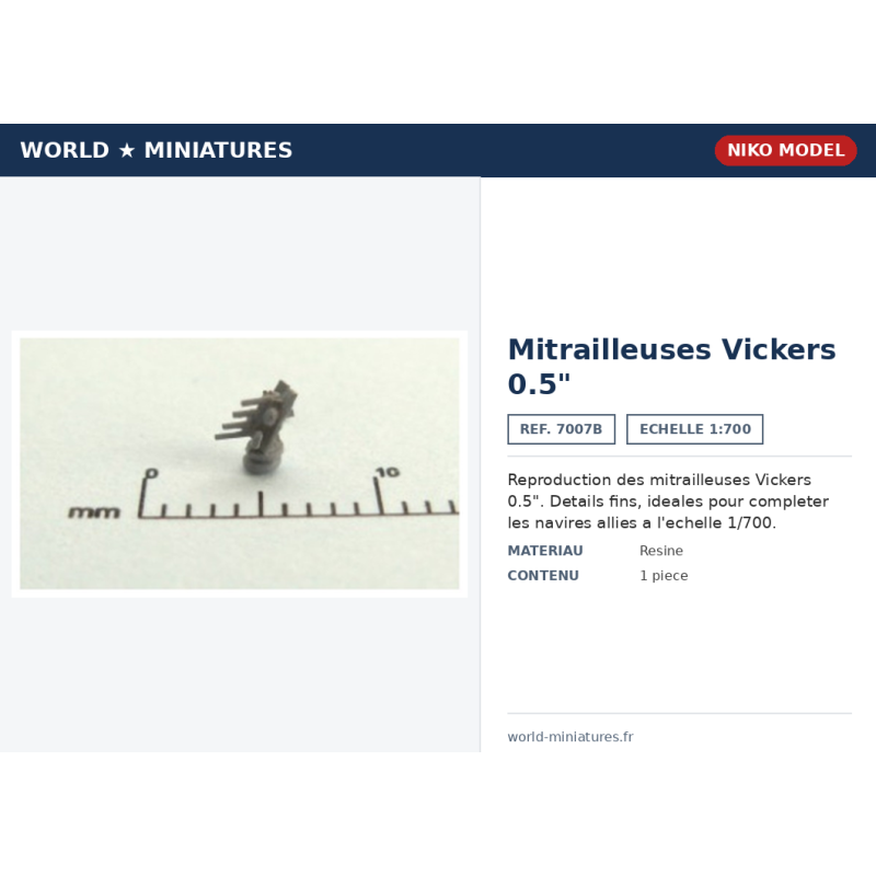 Niko Model 7007B – Mitrailleuses Vickers 0.5" (1/700)