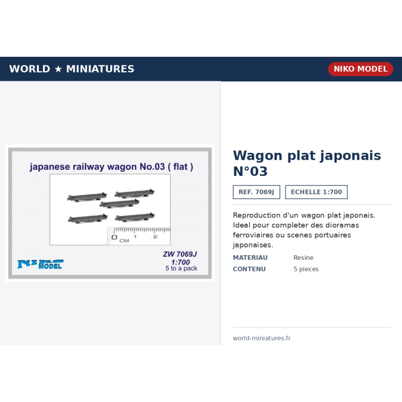 Niko Model 7069J – Wagon plat japonais N°03 – 1/700