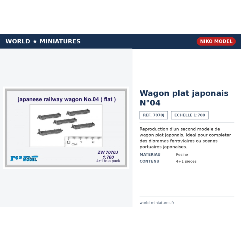 Niko Model 7070J – Wagon plat japonais N°04 – 1/700