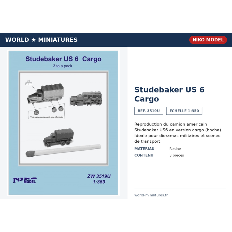 NikoModel 3519U – Studebaker US 6 Cargo – 1/350