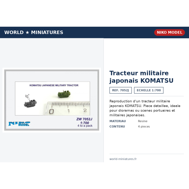 Niko Model 7052J – Tracteur militaire japonais KOMATSU – 1/700