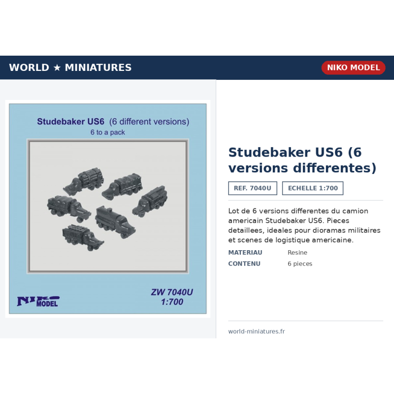 Niko Model 7040U – Studebaker US6 (6 versions différentes) – 1/700