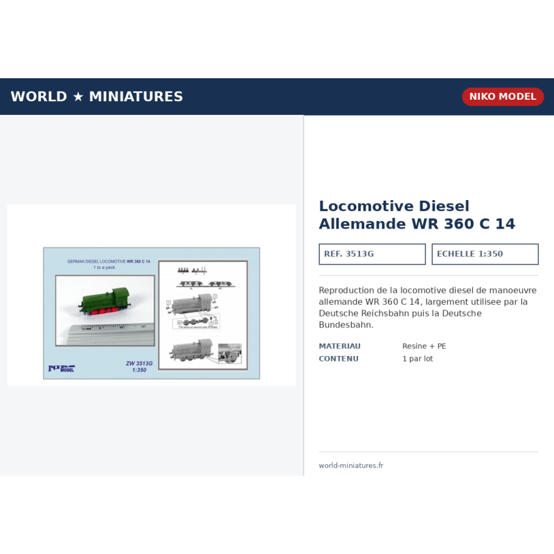 NikoModel 3513G – Locomotive Diesel Allemande WR 360 C 14 – 1/350