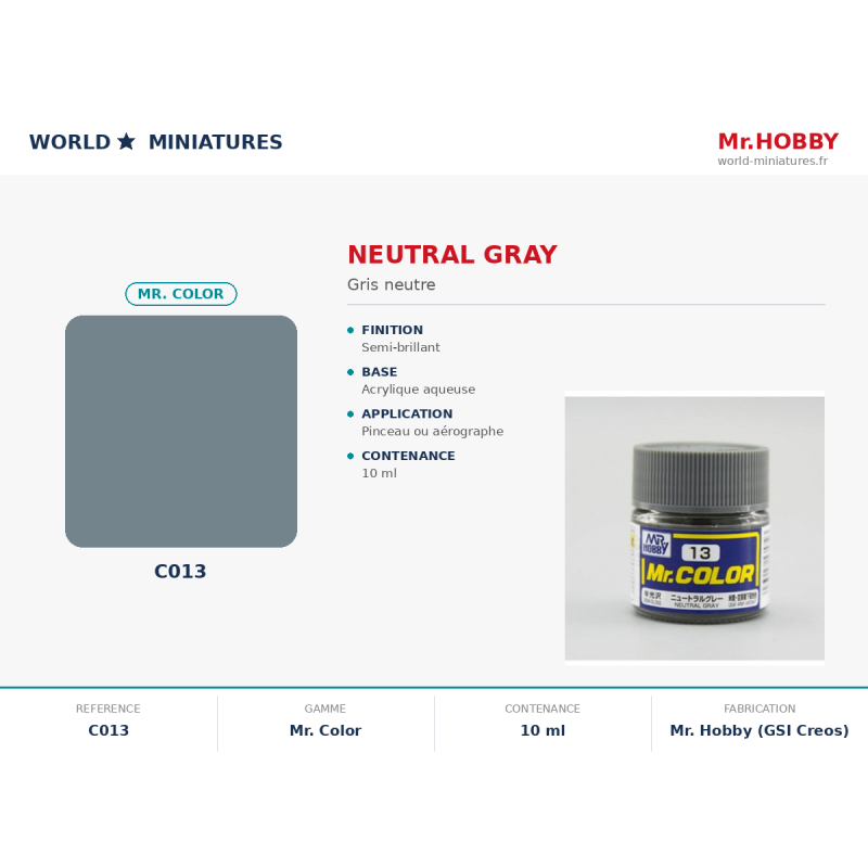 Hobby/Gunze C013 – Gris neutre (10ml)