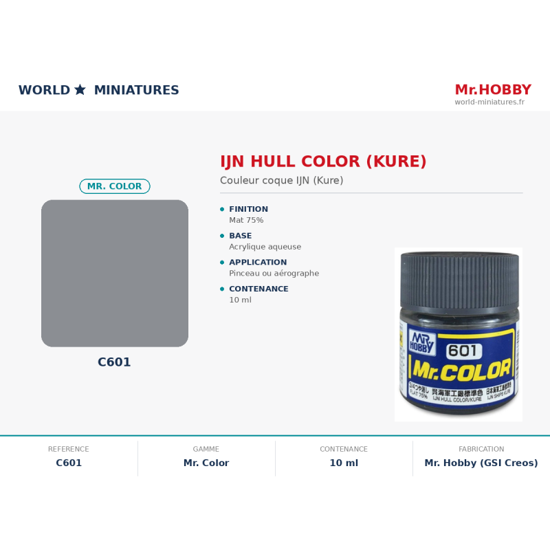 Hobby/Gunze C601 – Couleur Coque IJN (Kure) (10 ml)