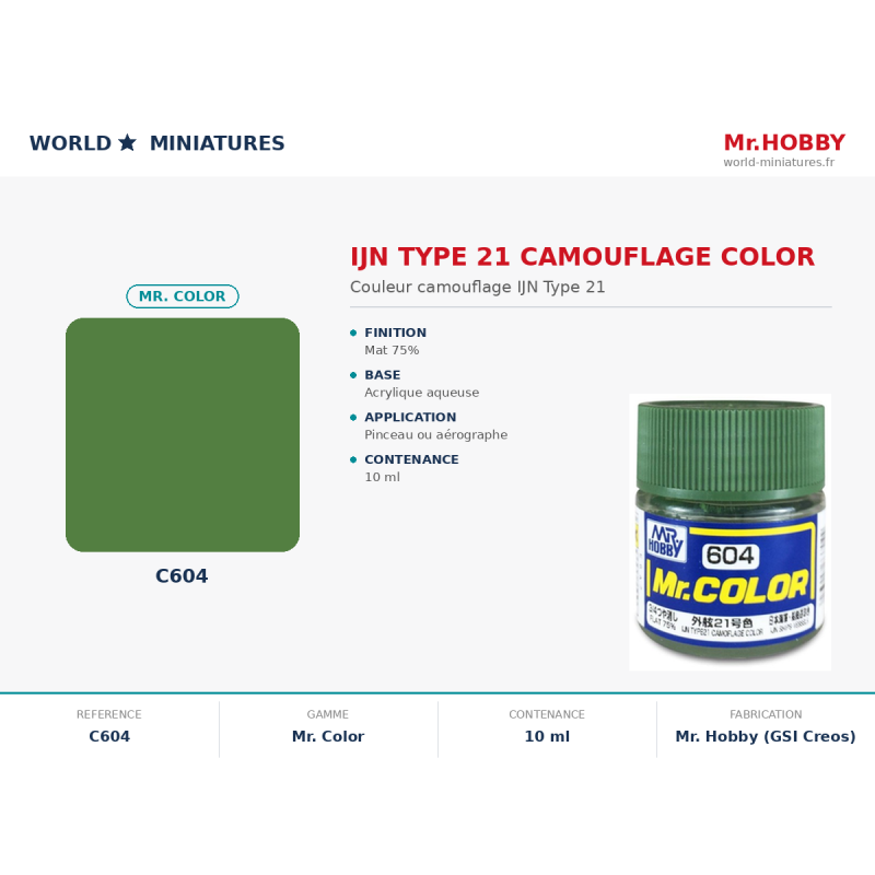 Hobby/Gunze C604 – Couleur Camouflage IJN Type 21 (10 ml)