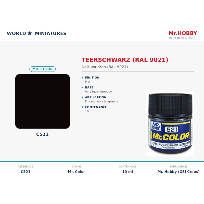 Hobby/Gunze C521 – Noir Goudron (10 ml)