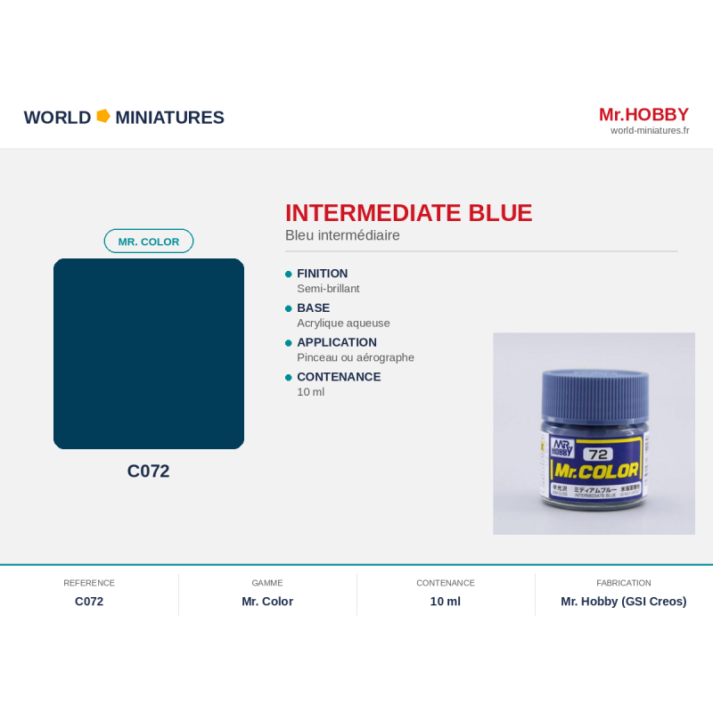 Hobby/Gunze C072 – Bleu Intermédiaire (10 ml)