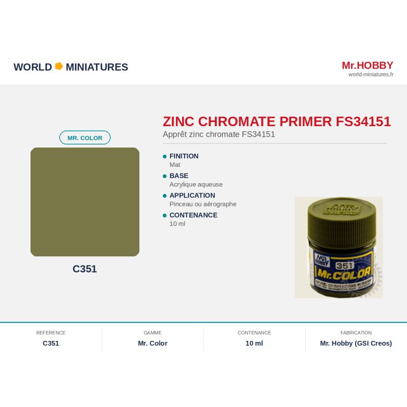 Hobby/Gunze C351 – Zinc Chromate Type FS34151 (10 ml)