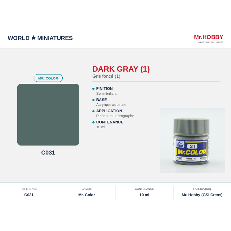 Hobby/Gunze C031 – Gris foncé (10ml)