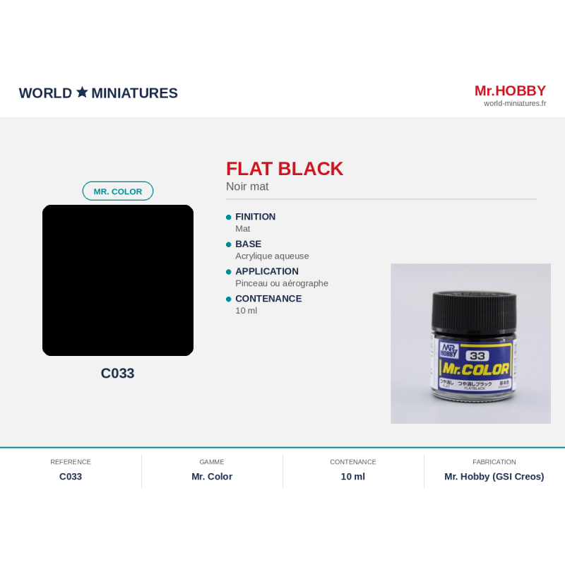 Hobby/Gunze C033 – Noir mat (10ml)