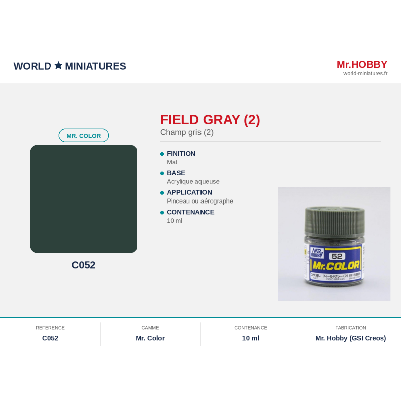 Hobby/Gunze C052 – Champ gris (2) (10ml)