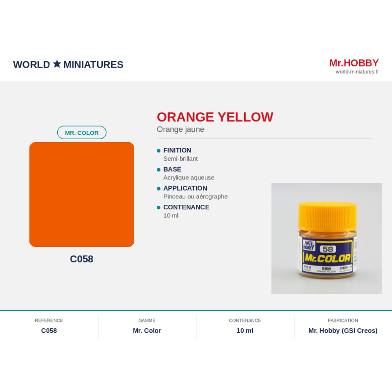 Hobby/Gunze C058 – Orange jaune (10ml)