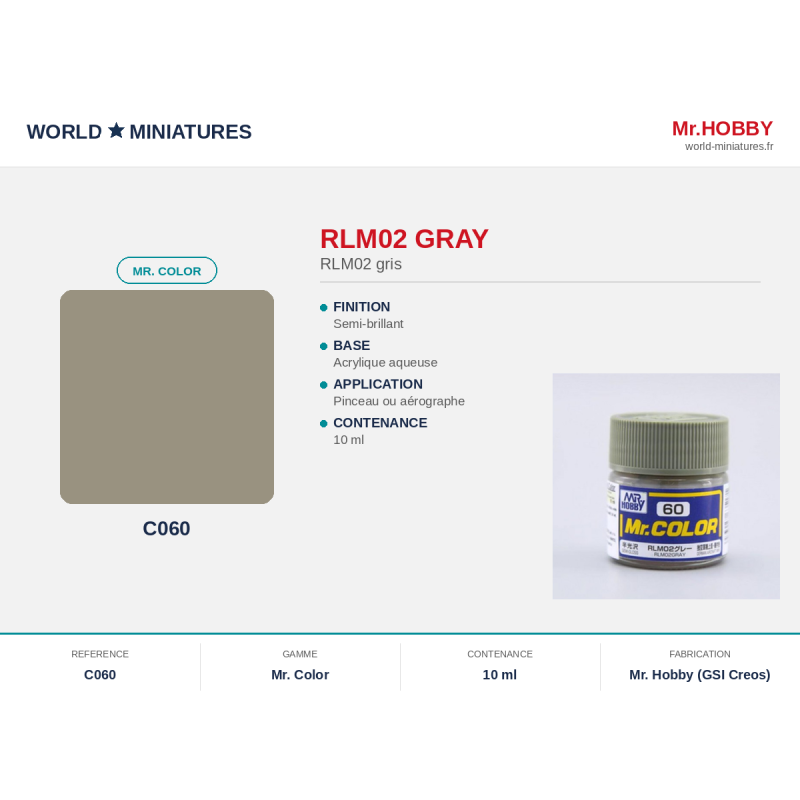 Hobby/Gunze C060 – RLM02 Gris (10 ml)