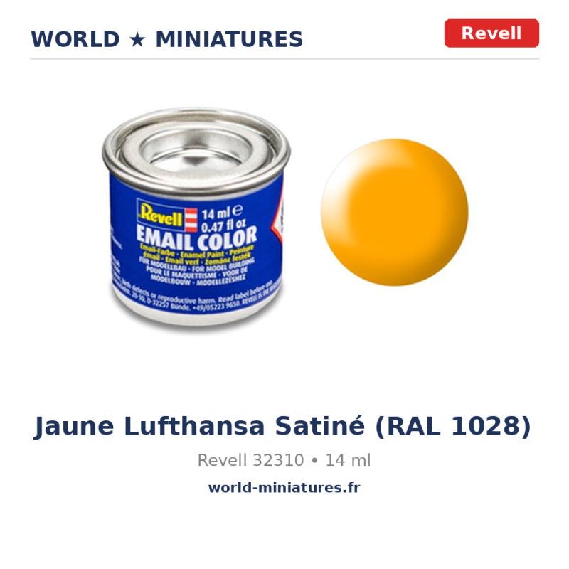 Revell 32310 Email Color Jaune Lufthansa Satiné (RAL 1028) 14ml