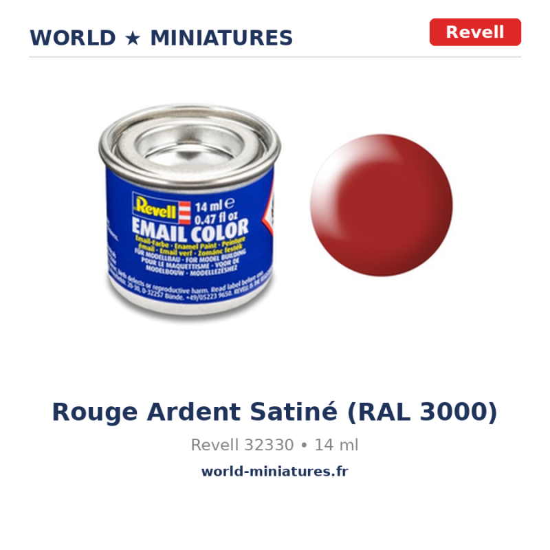 Revell 32330 Email Color Rouge Ardent Satiné (RAL 3000) 14ml