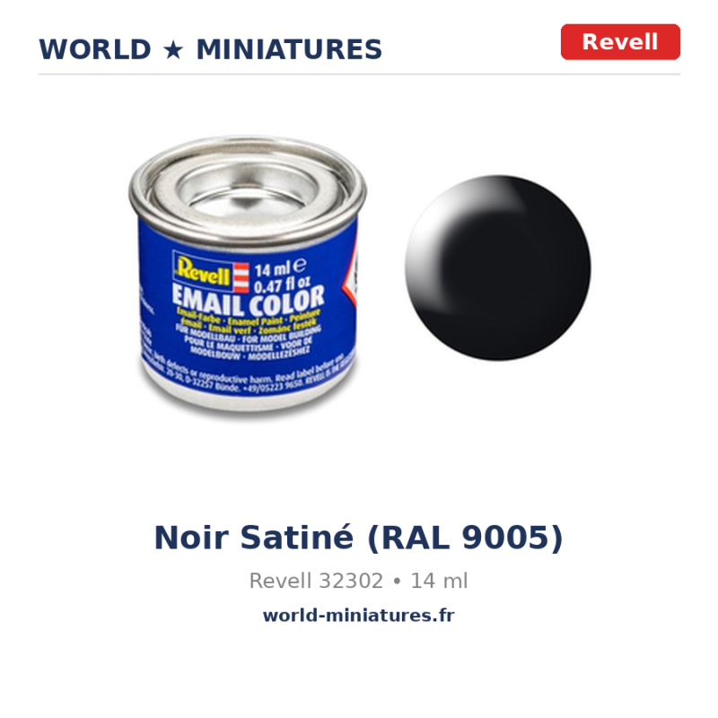 Revell 32302 Email Color Noir Satiné (RAL 9005) 14ml