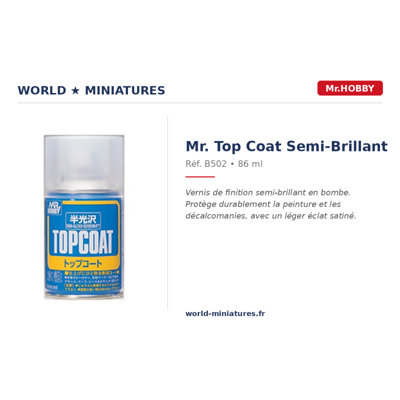 Hobby/Gunze B502 – Mr. Top Coat Semi-Brillant (Spray 86ml)