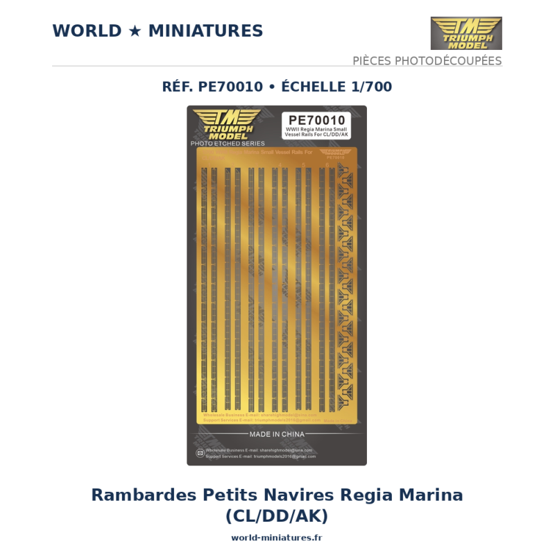 Triumph	PE70010	 1/700 WWII Regia Marina Rails pour petits navires pour CL/DD/AK