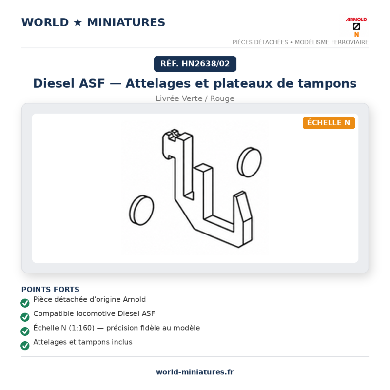 Arnold N	HN2638/02	Diesel ASF livrée Verte/rouge attelages et plateaux de tampons