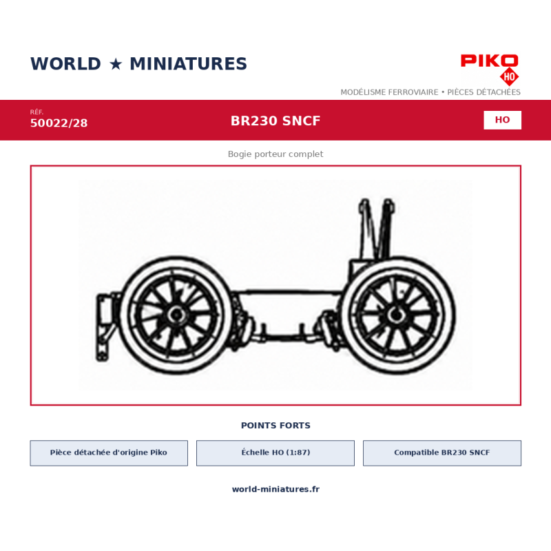 Piko HO	550022/28 BR230 SNCF Bogie porteur complet