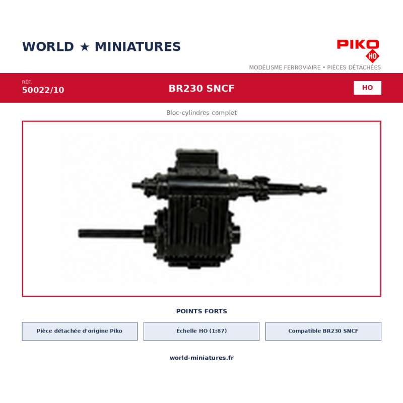 Piko HO 50022/10 – BR230 SNCF Bloc-cylindres complet