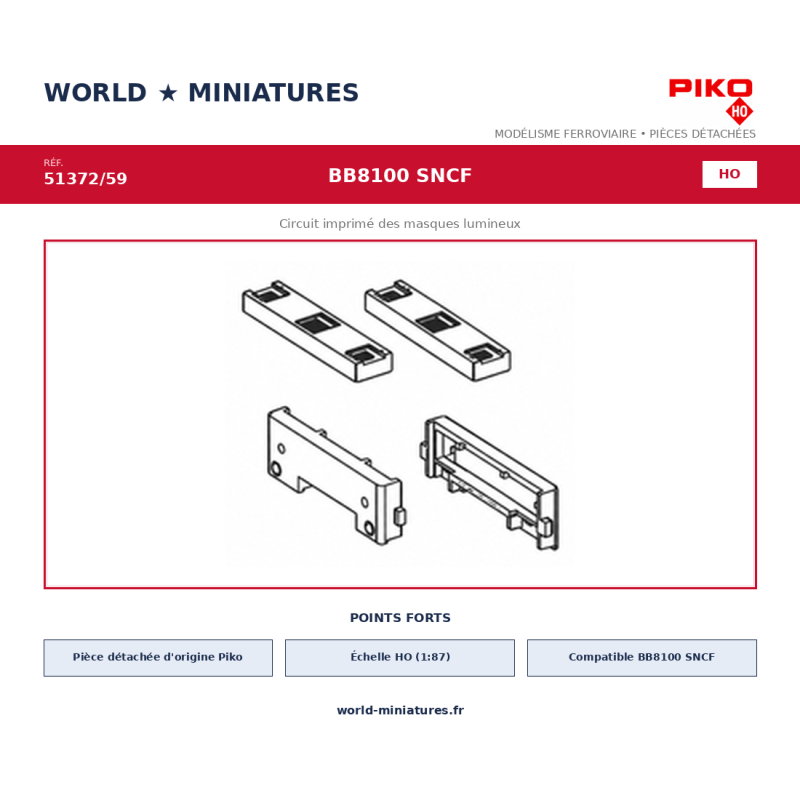 Piko HO 51372/59 – BB8100 SNCF Circuit imprimé des masques lumineux
