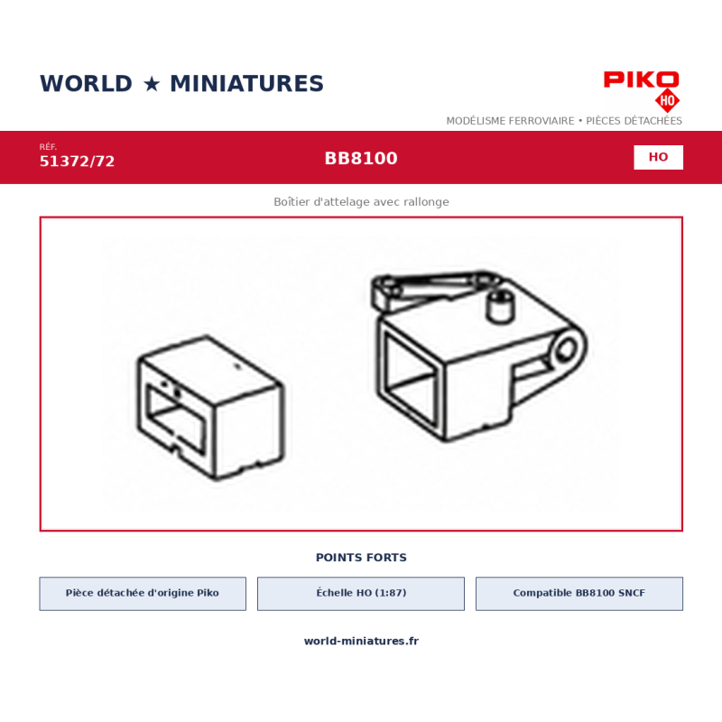 Piko HO 51372/72 – BB8100 Boîtier d’attelage avec rallonge