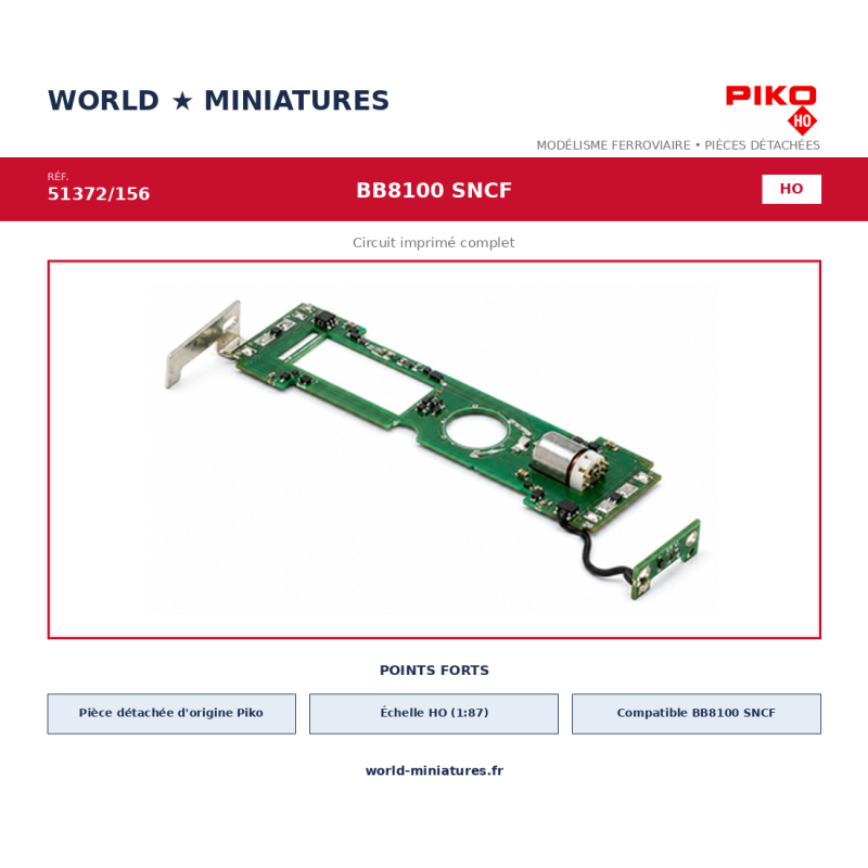 Piko HO 51372/156 – BB8100 SNCF Circuit imprimé complet
