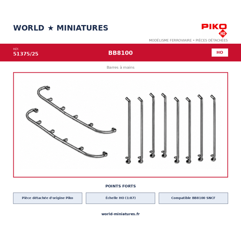 Piko HO 51375/25 – BB8100 Barres à mains