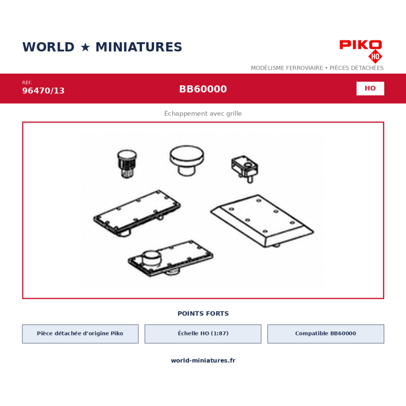 Piko HO 96470/13 – BB60000 Échappement avec grille