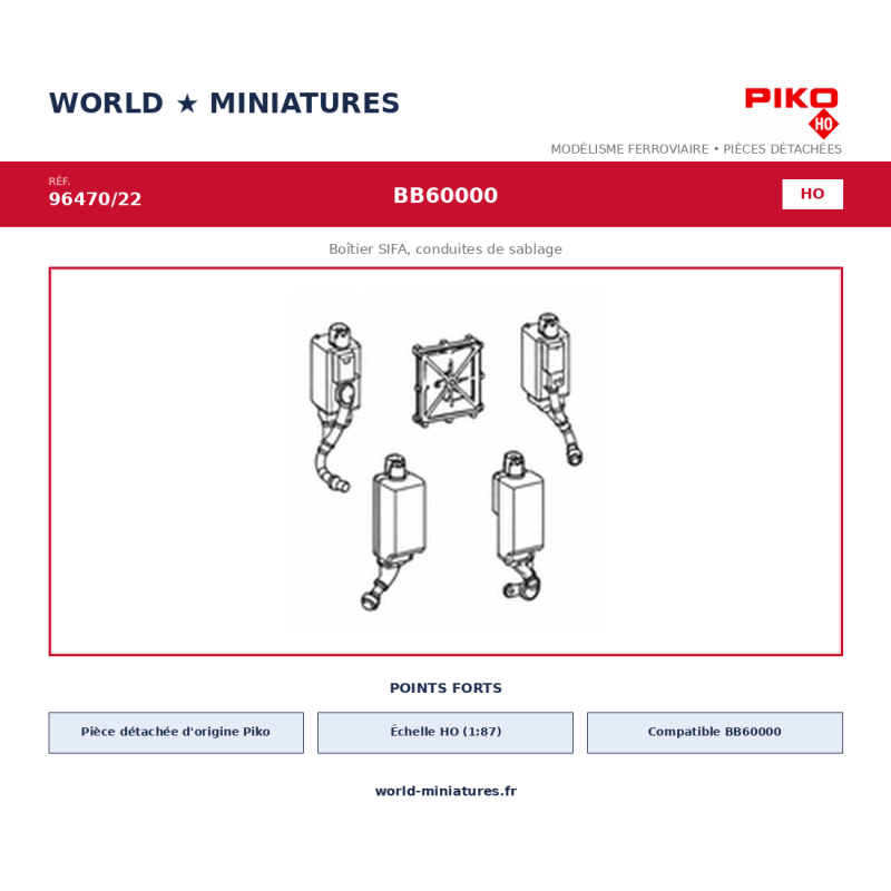 Piko HO 96470/22 – BB60000 Boîtier SIFA, conduites de sablage