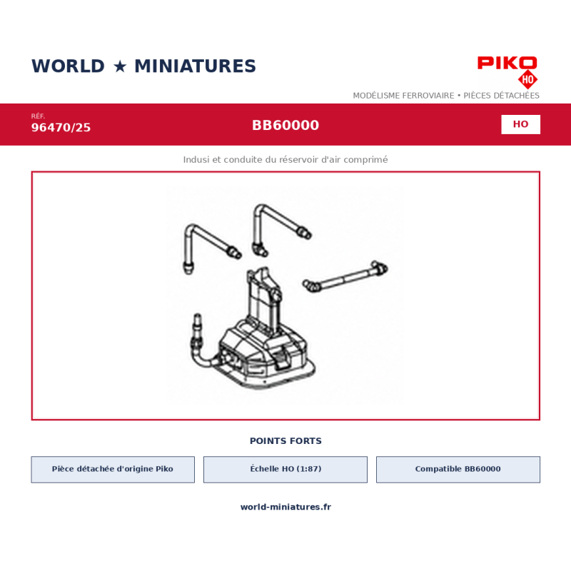 Piko HO 96470/25 – BB60000 Indusi et conduite du réservoir d’air comprimé