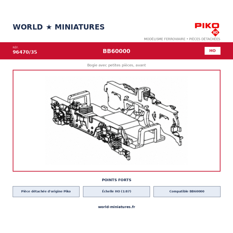 Piko HO 96470/35 – BB60000 Bogie avec petites pièces, avant
