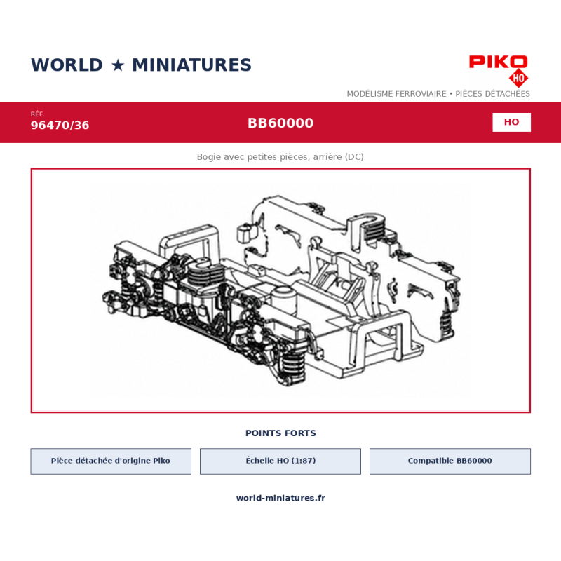 Piko HO 96470/36 – BB60000 Bogie avec petites pièces, arrière (DC)