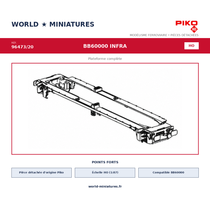 Piko HO 96473/20 - BB60000 INFRA Plateforme complète