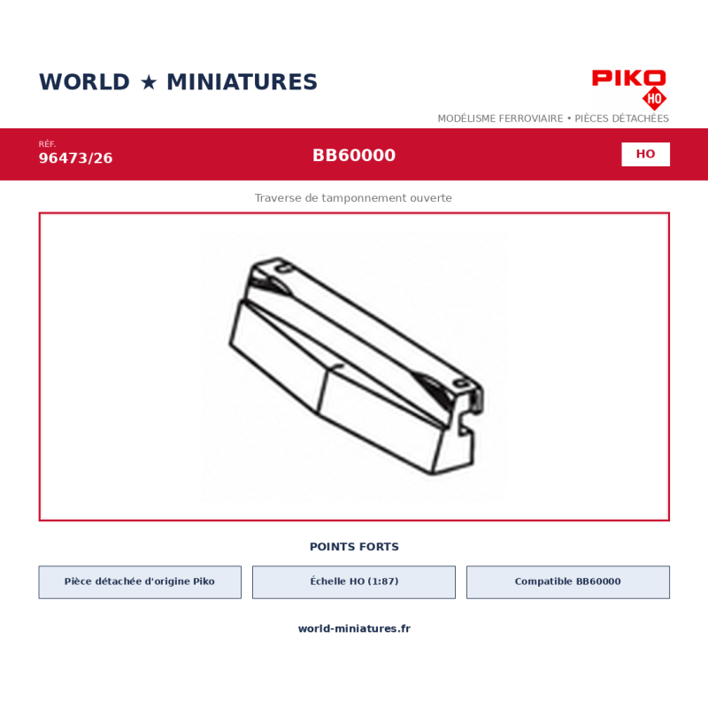 Piko HO 96473/26 – BB60000 Traverse de tamponnement ouverte