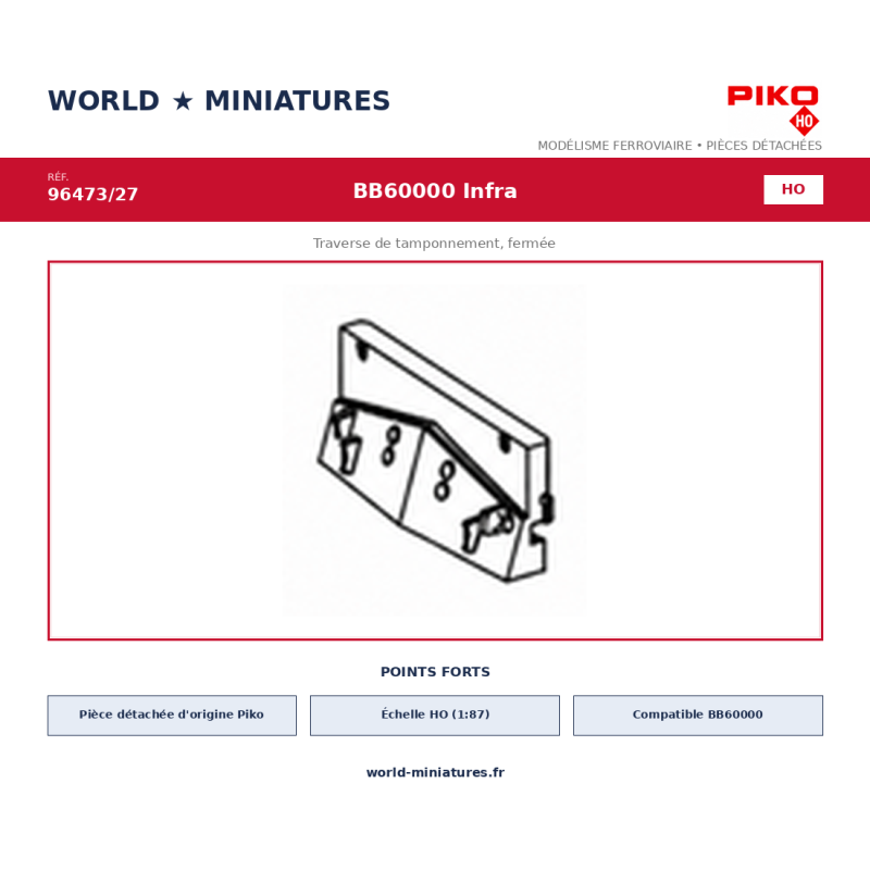 Piko HO 96473/27 – BB60000 Infra Traverse de tamponnement, fermée