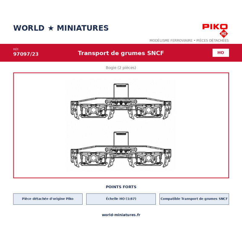 Piko HO 97097/23 – Transport de grumes SNCF Bogie (2 pièces)