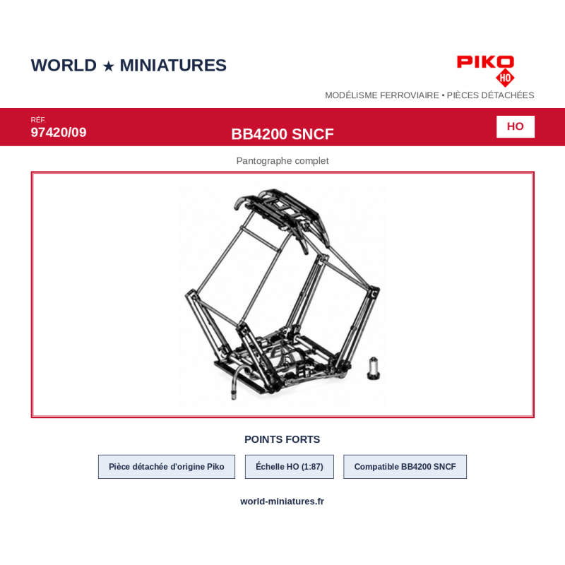 Piko HO 97420/09 BB4200 Pantographe complet
