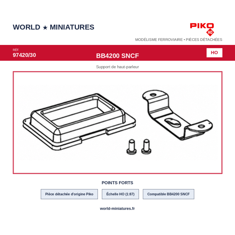 Piko HO 97420/30 – BB4200 SNCF Support de haut-parleur