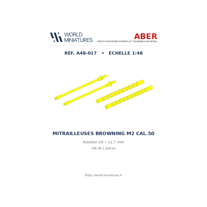 Aber A48017 - Ensemble de 2 canons standard de calibre .50 (12,7 mm) pour mitrailleuses d'aviation américaines Browning M2