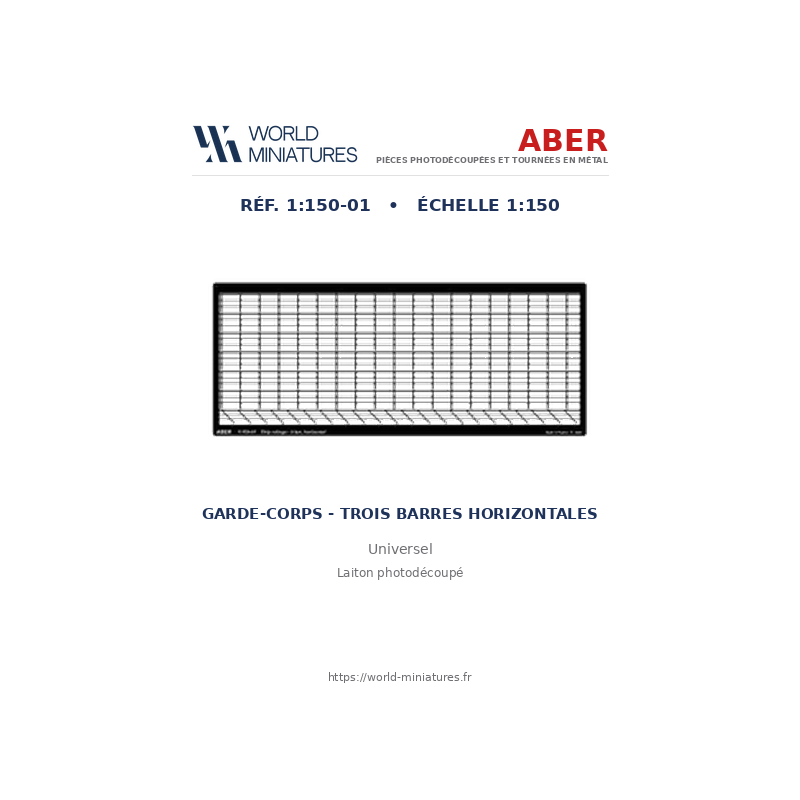 Aber RE-150-01 - Garde-corps à 3 barres, horizontal