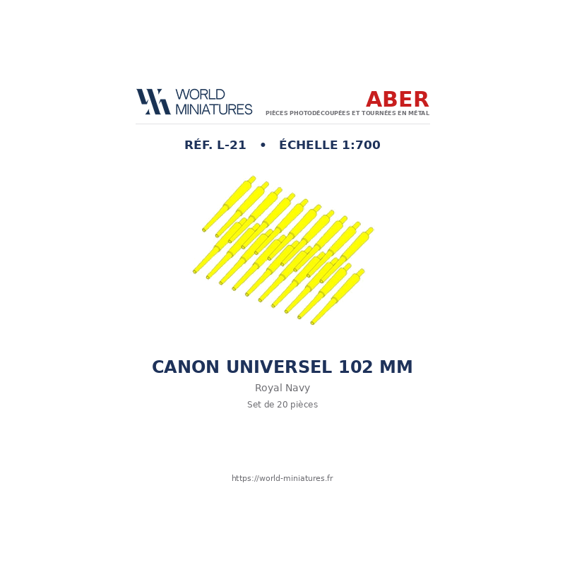 Aber S 1:700 L-021 – Canons universels 102 mm Royal Navy