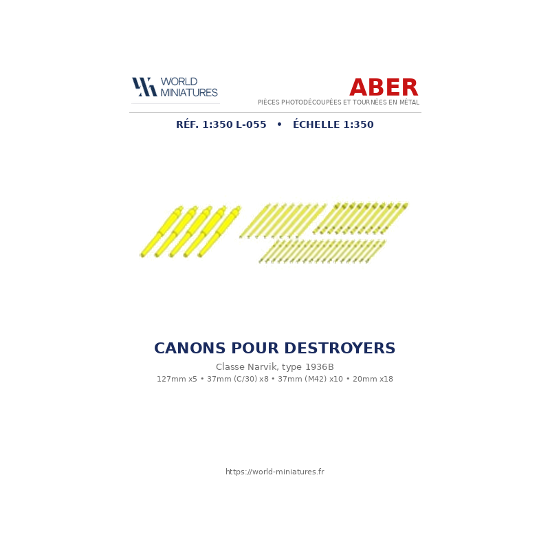 Aber S 1:350 L-055 – Canons pour destroyers Narvik type 1936B