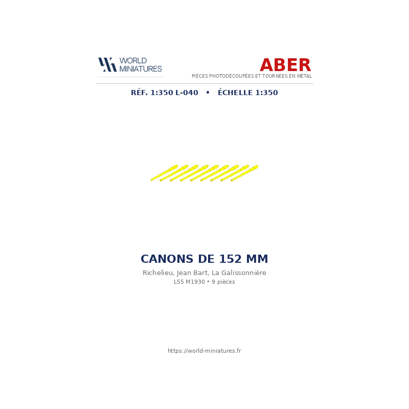 Aber S 1:350 L-040 – Canons de 152 mm pour navires Richelieu, Jean Bart, La Galissonnière