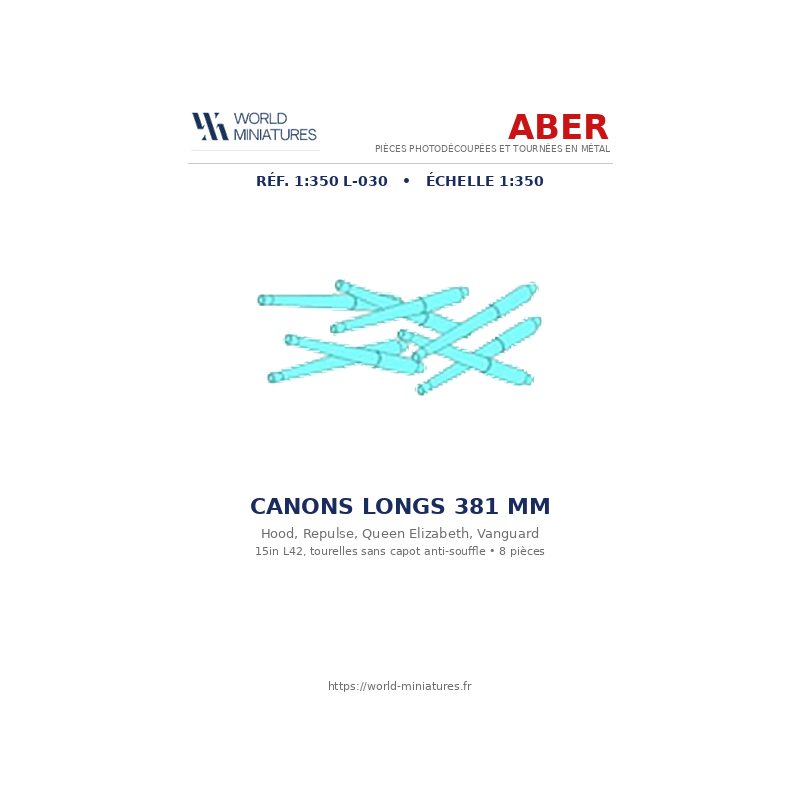 Aber S 1:350 L-030 – Canons longs de 381 mm pour Hood, Repulse, Queen Elizabeth, Vanguard