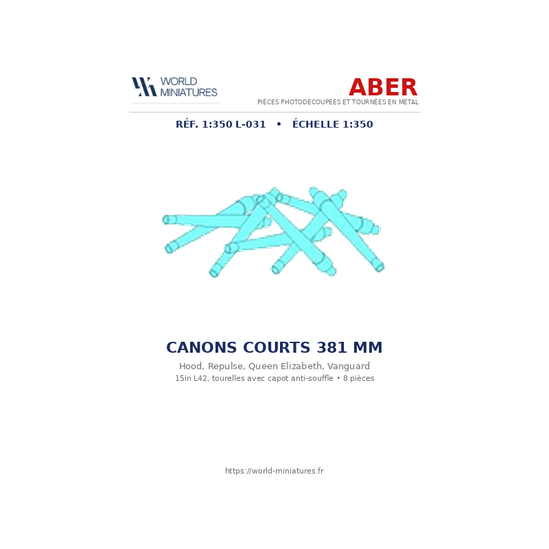 Aber S 1:350 L-031 – Canons courts pour Hood, Repulse, Queen Elizabeth, Vanguard