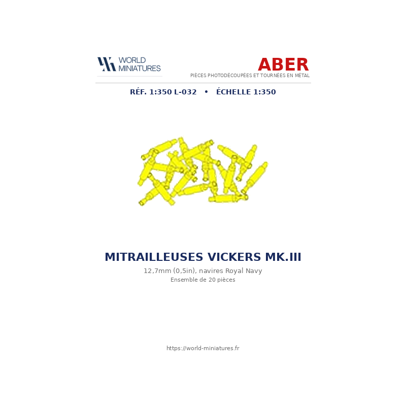 Aber S 1:350 L-032 – Mitrailleuses Vickers Mk.III de 12,7 mm (0,5") pour navires Royal Navy